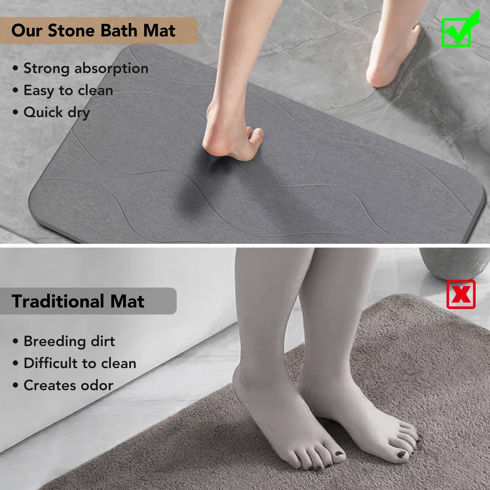 JIZEUO tapis à l'échelle près d'un objet montrant dimensions pratiques