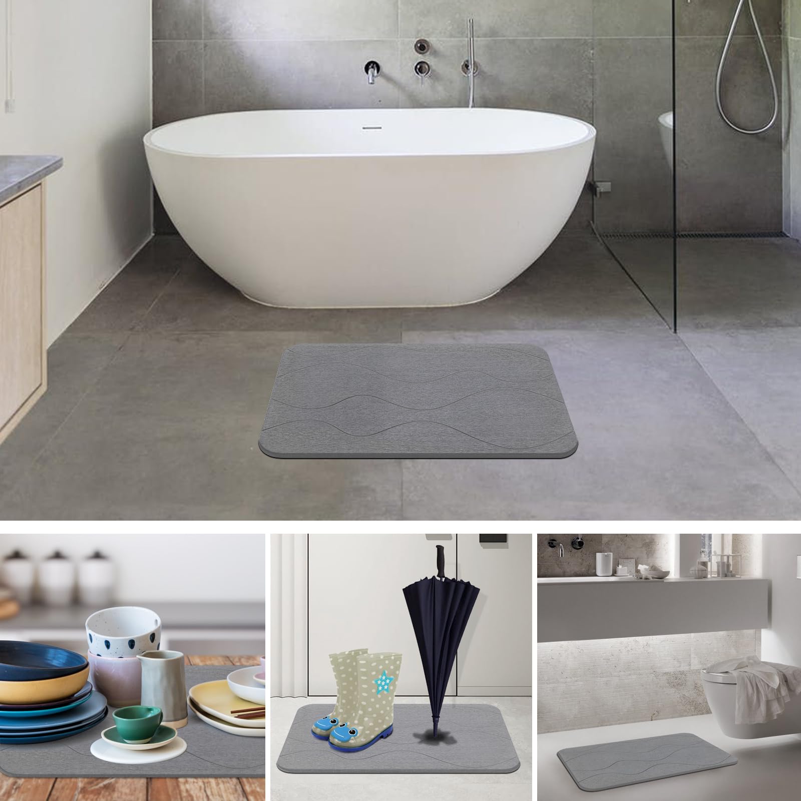 JIZEUO tapis intégré à une salle de bain moderne pour un aspect hygiénique