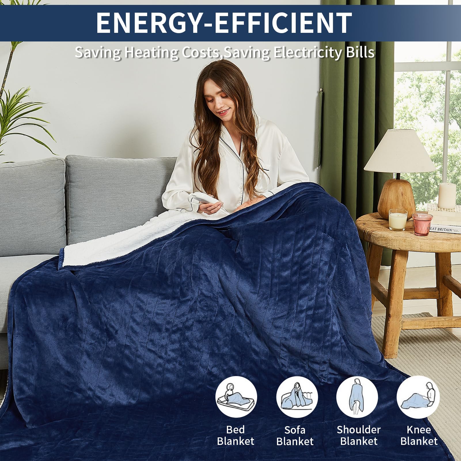 JKMAX plaid utilisé sur un canapé, chaleur personnelle économe