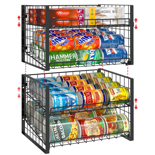 JKsmart vue de face du rack empilable montrant l'organisation efficace des canettes