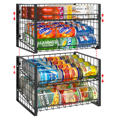 JKsmart vue de face du rack empilable montrant l'organisation efficace des canettes