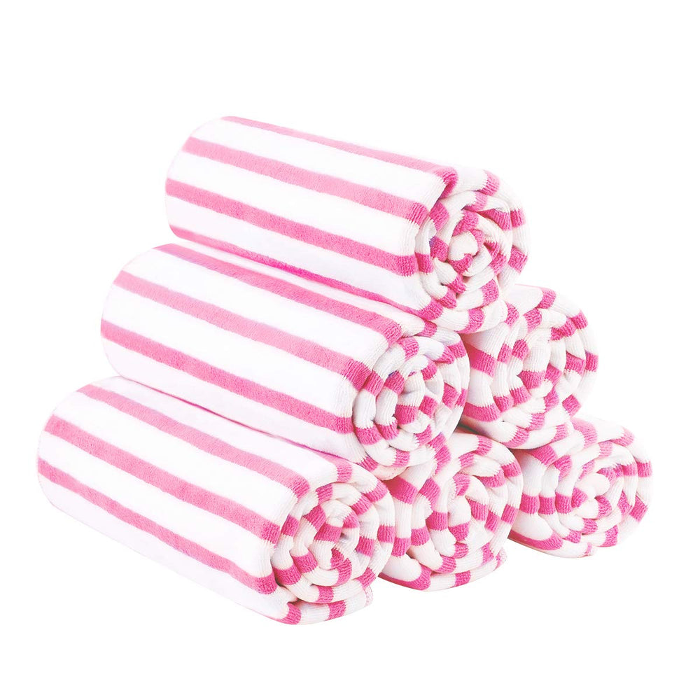 JML serviette avant packaging cabana rose montrant design rayures et utilité plage