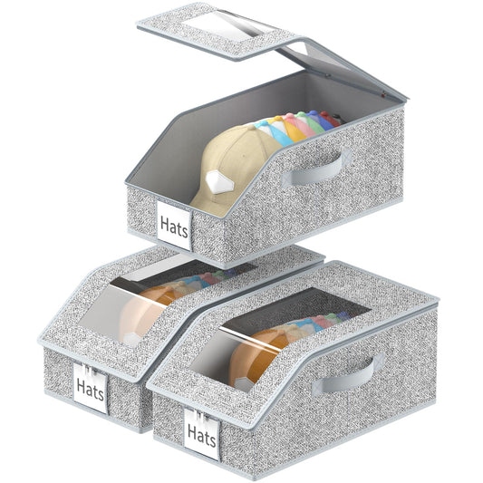Jollcma boîte devant montrant l’ouverture et rangement soigné pour casquettes