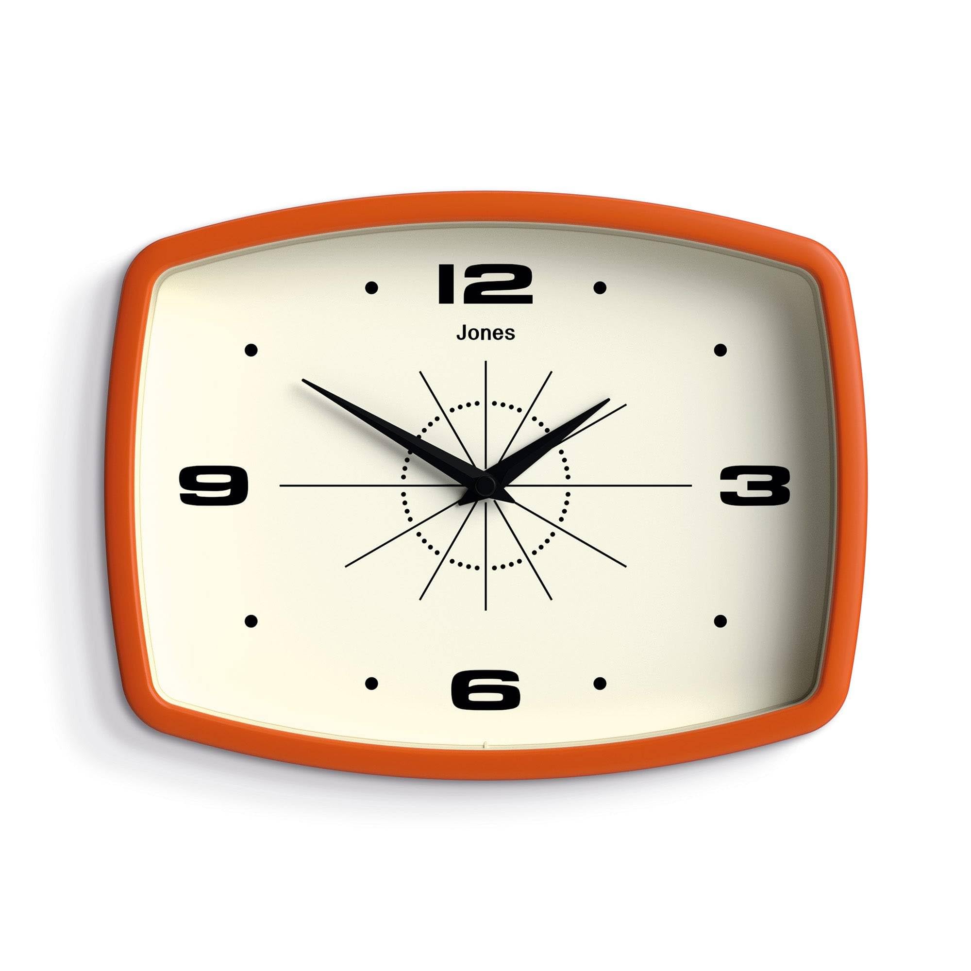 JONES CLOCKS horloge face orange vintage apte à dynamiser un mur