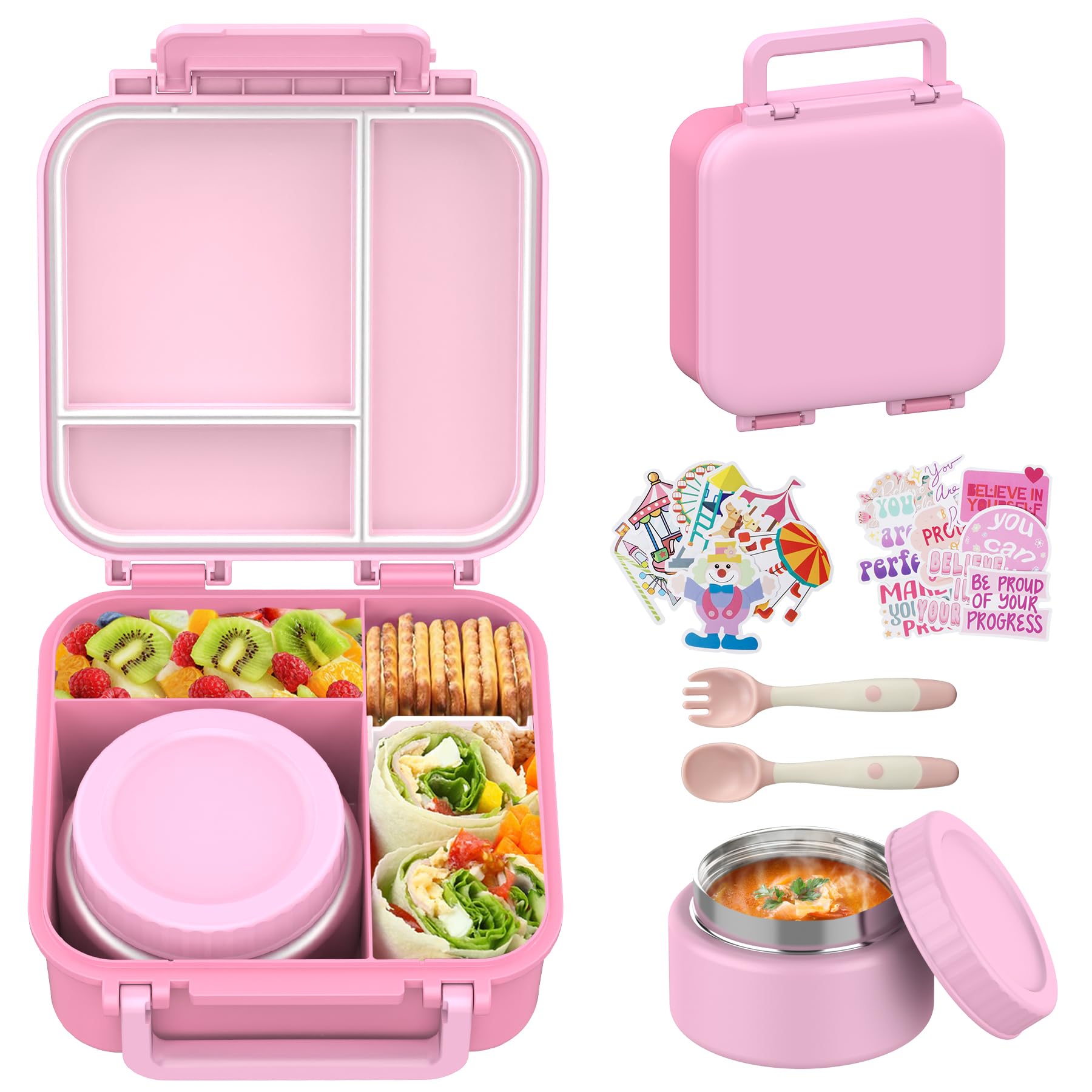 JOOPETALK boîte bento rose face avant, fermeture sécurisée et design amusant