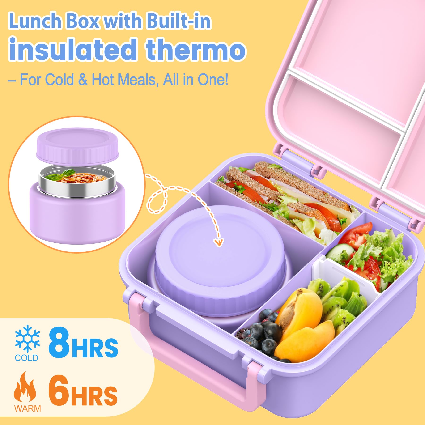 JOOPETALK boîte bento insérée dans sac à dos pour illustrer dimension adaptée aux enfants