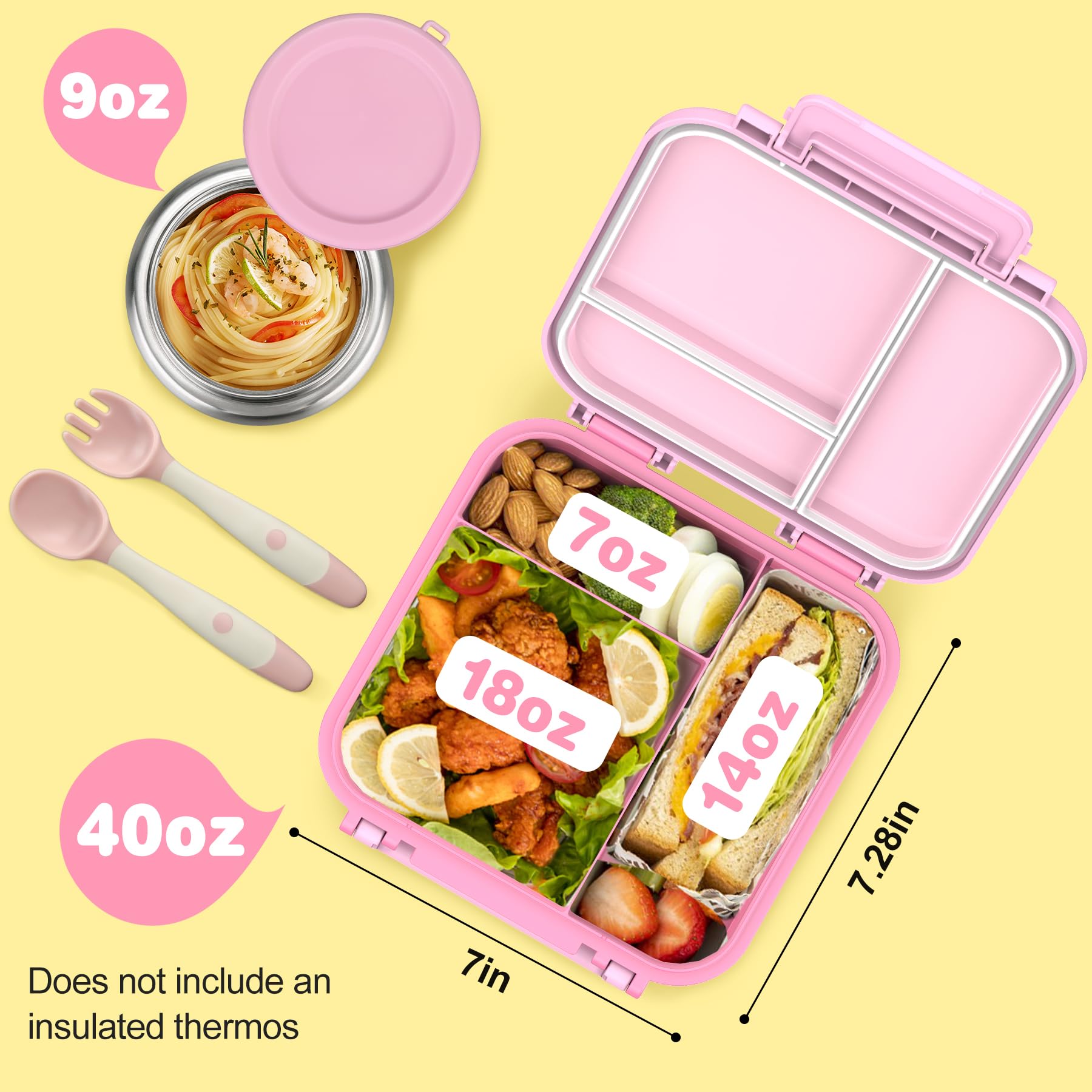 JOOPETALK pot isotherme 9oz détachable, garde la température des aliments
