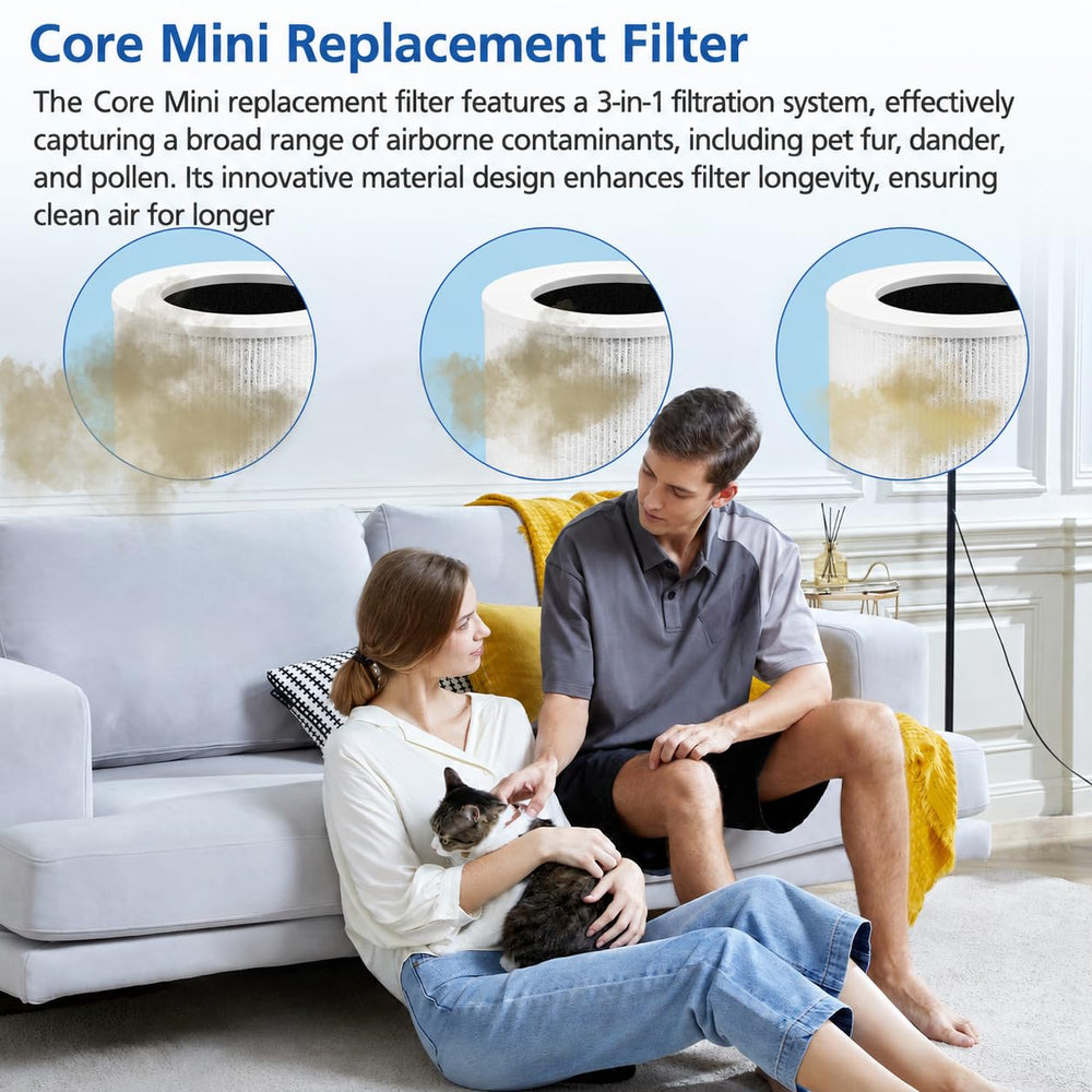 Coupe transversale du filtre JORAIR Core Mini montrant trois couches filtrantes
