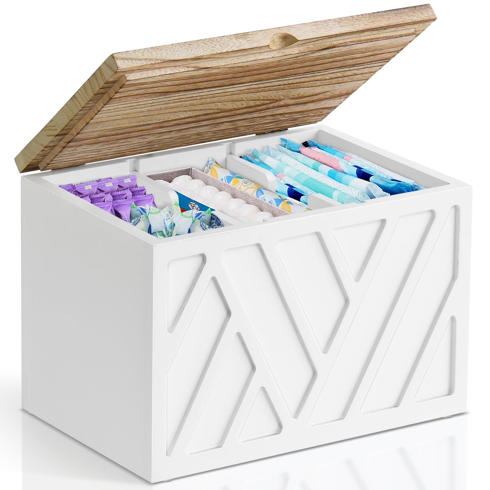 Jorkol boîte tampons face avant style en bois, rangement élégant et discret