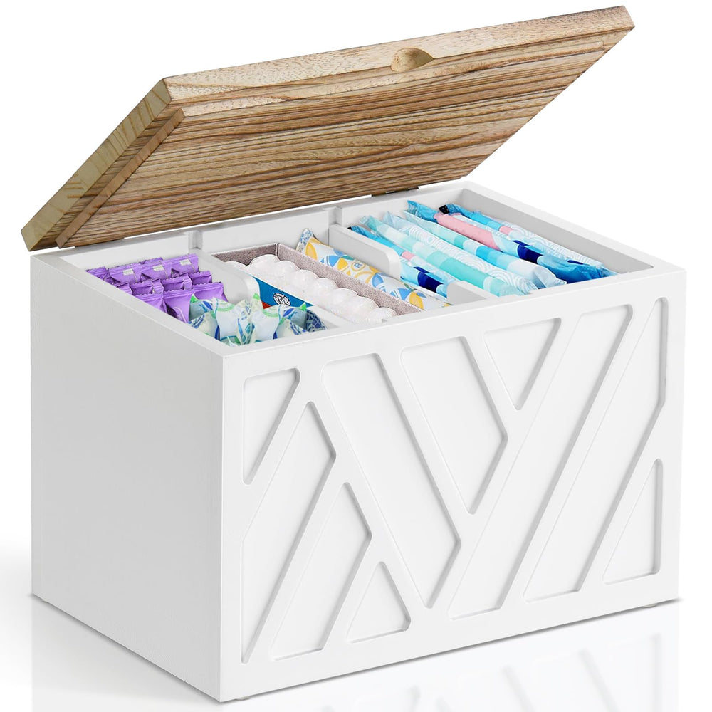 Jorkol boîte tampons face avant style en bois, rangement élégant et discret