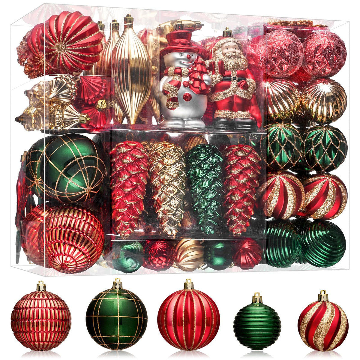 JORNOY face avant du coffret 179 pièces montrant couleur rouge vert or et contenu clair