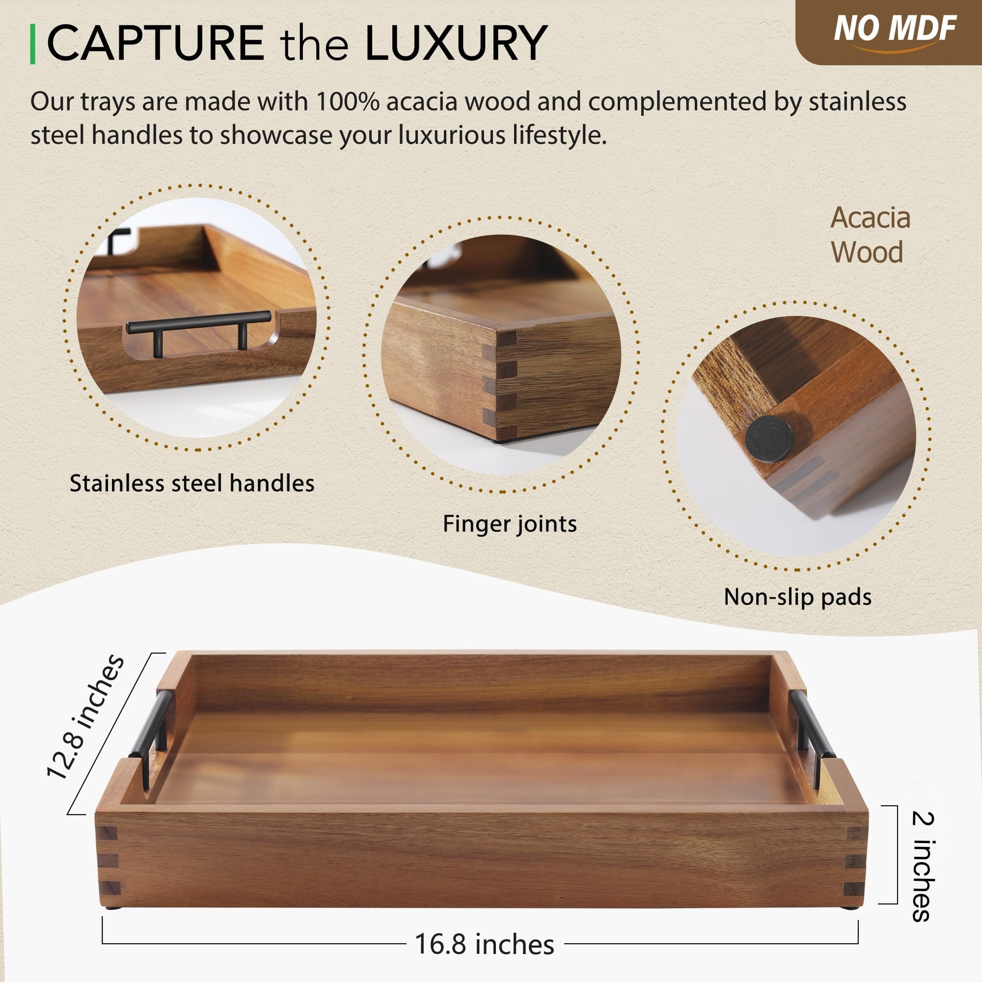 Joy&Grace gros plan du grain d'acacia apportant chaleur et texture