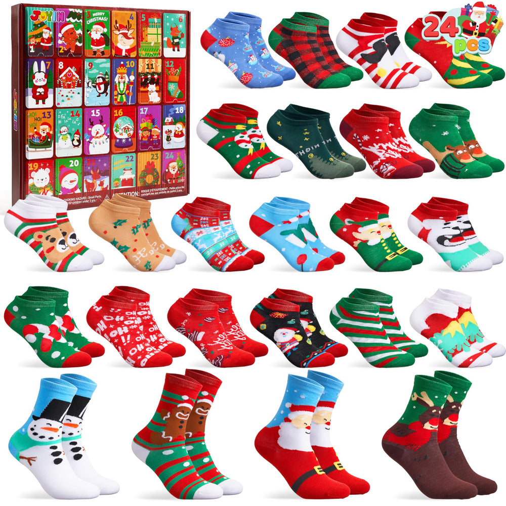 JOYIN calendrier de l'Avent devant coloré montrant 24 jours et ambiance festive