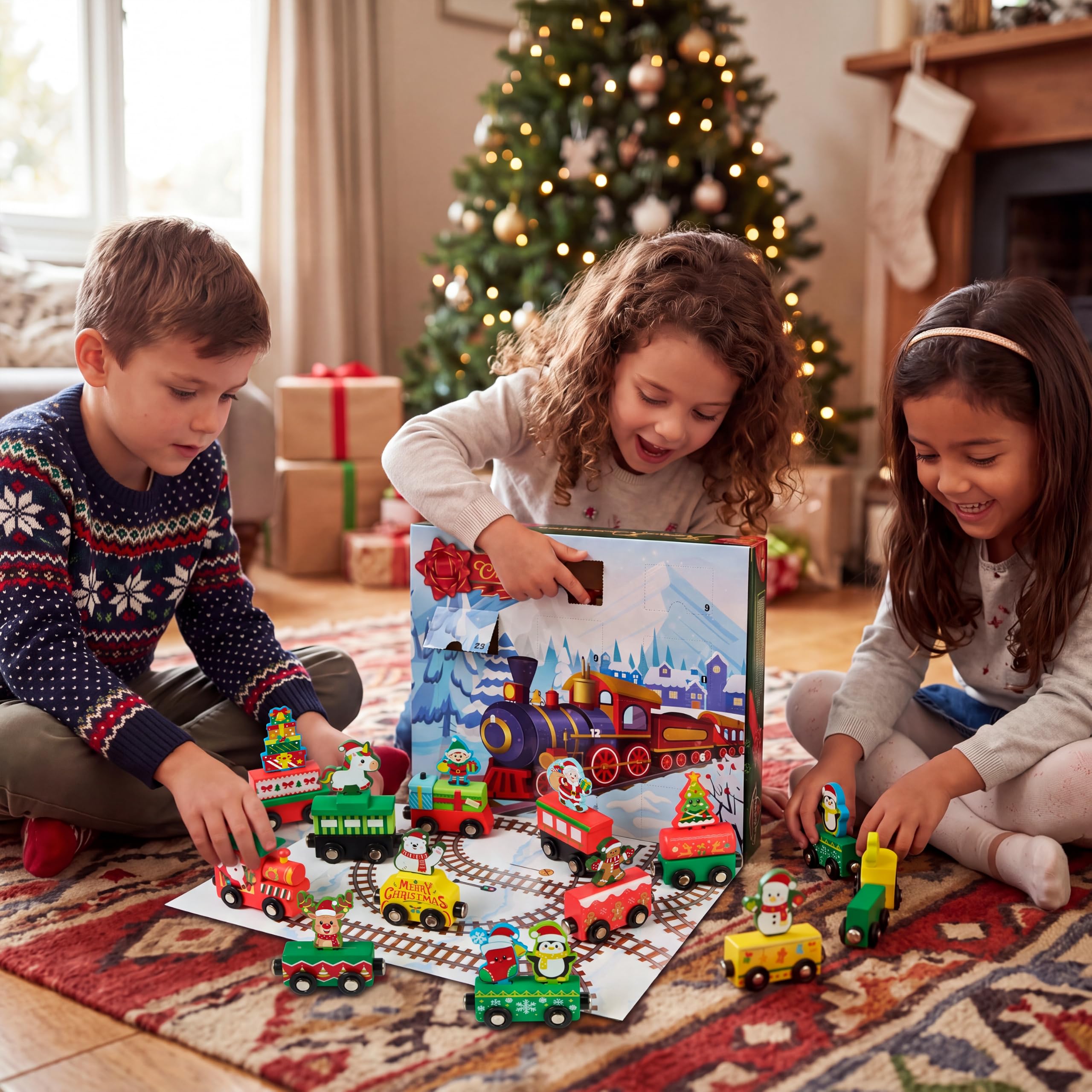 Scène JOYIN d'enfants jouant en groupe, parfait pour fêtes de Noël et récompenses scolaires