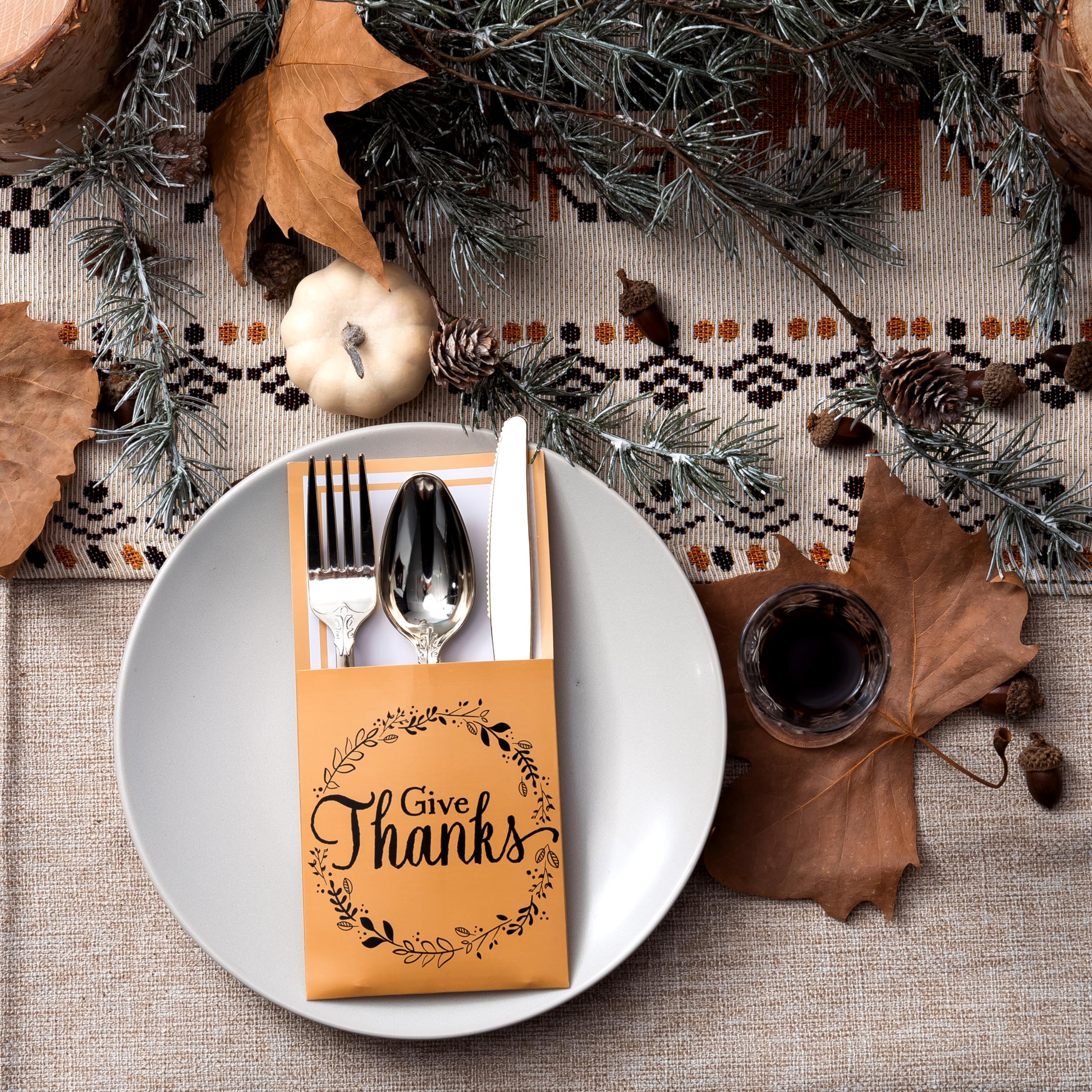 JOYIN table de Thanksgiving stylée avec pochettes pour ambiance festive