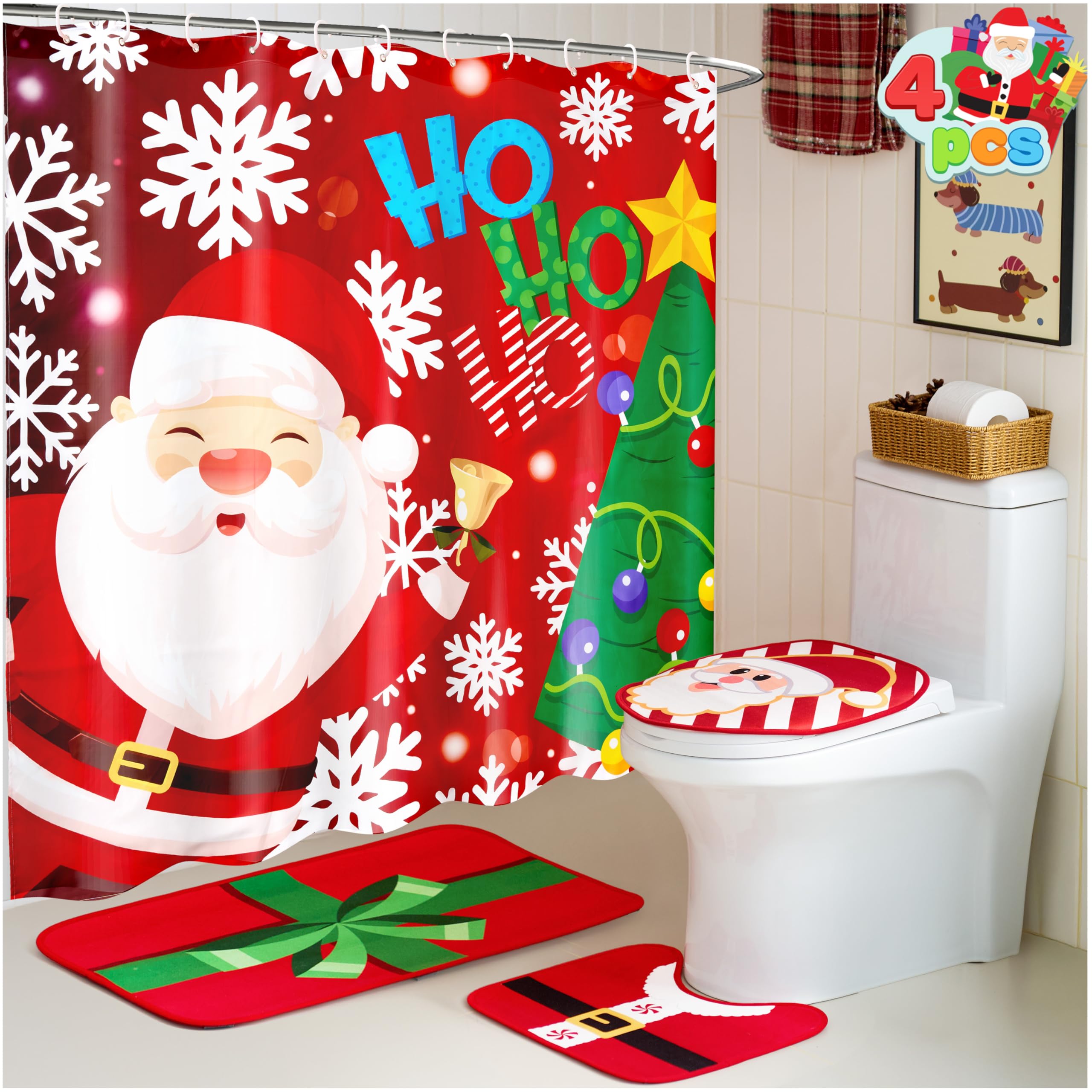 JOYIN rideau de douche face motif Père Noël apporte gaieté