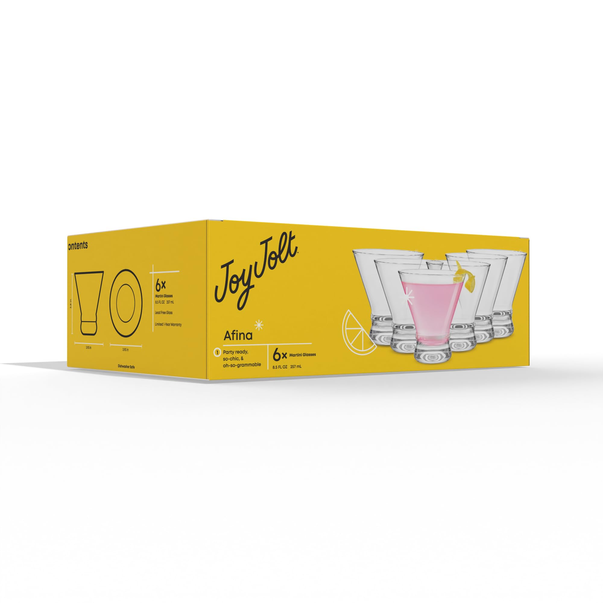 JoyJolt verre Afina servant un dessert montrant polyvalence d'utilisation