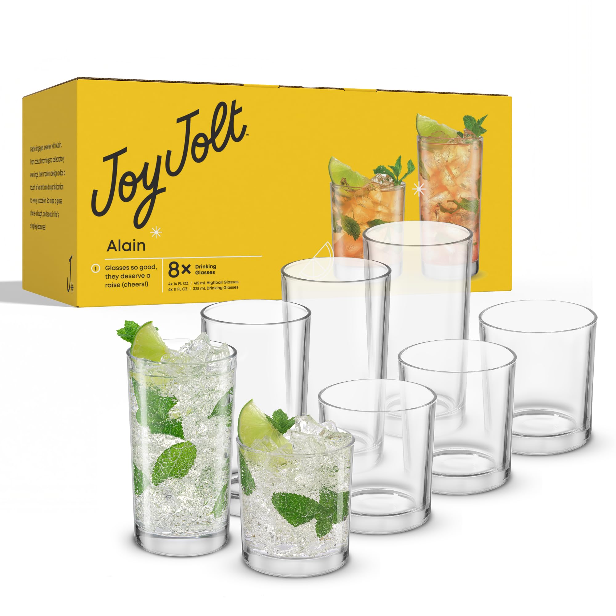 JoyJolt texture verre clair montrant transparence et facilité d'entretien
