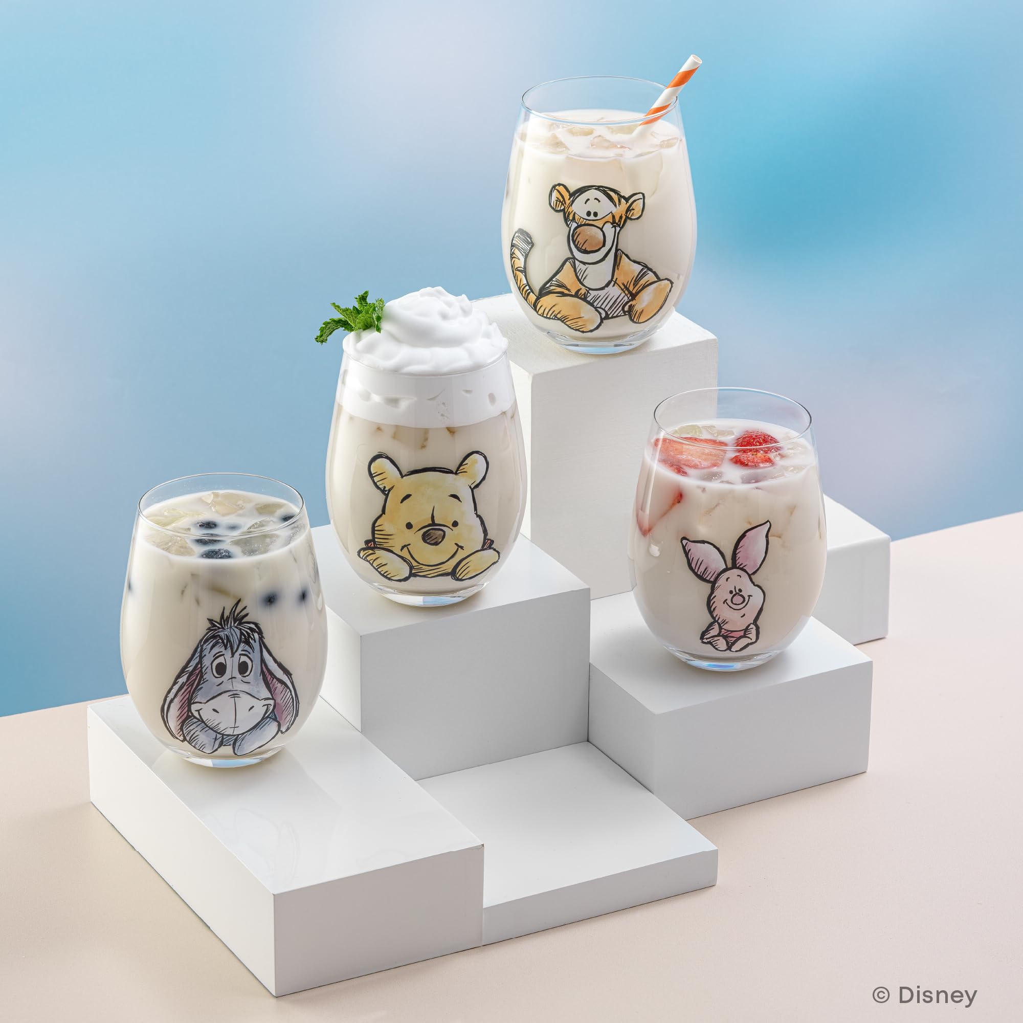 JoyJolt ensemble de quatre verres illustrés pour table festive