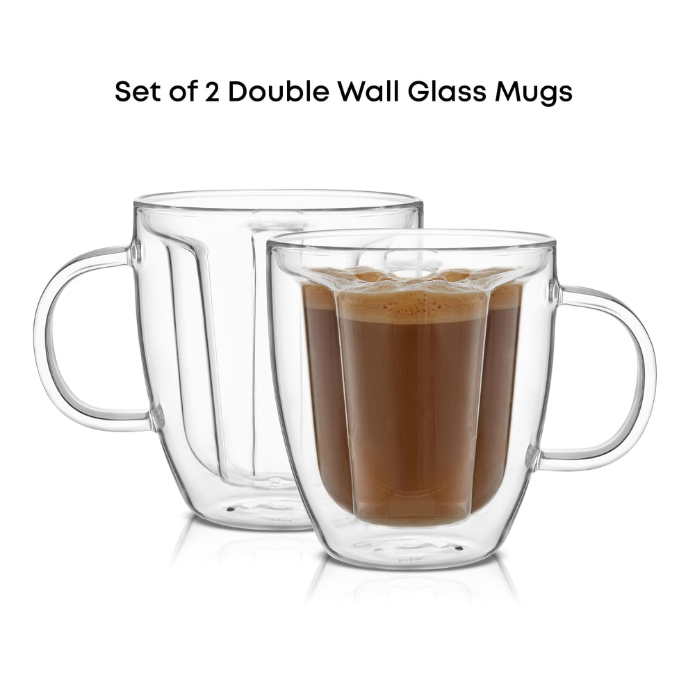 JoyJolt deux tasses remplies illustrant isolation sans condensation
