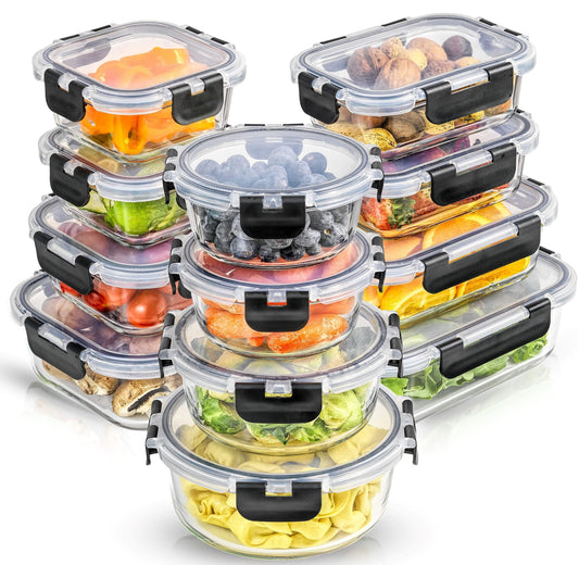 JoyJolt ensemble 24 bocaux face avant montrant variété et rangement pratique