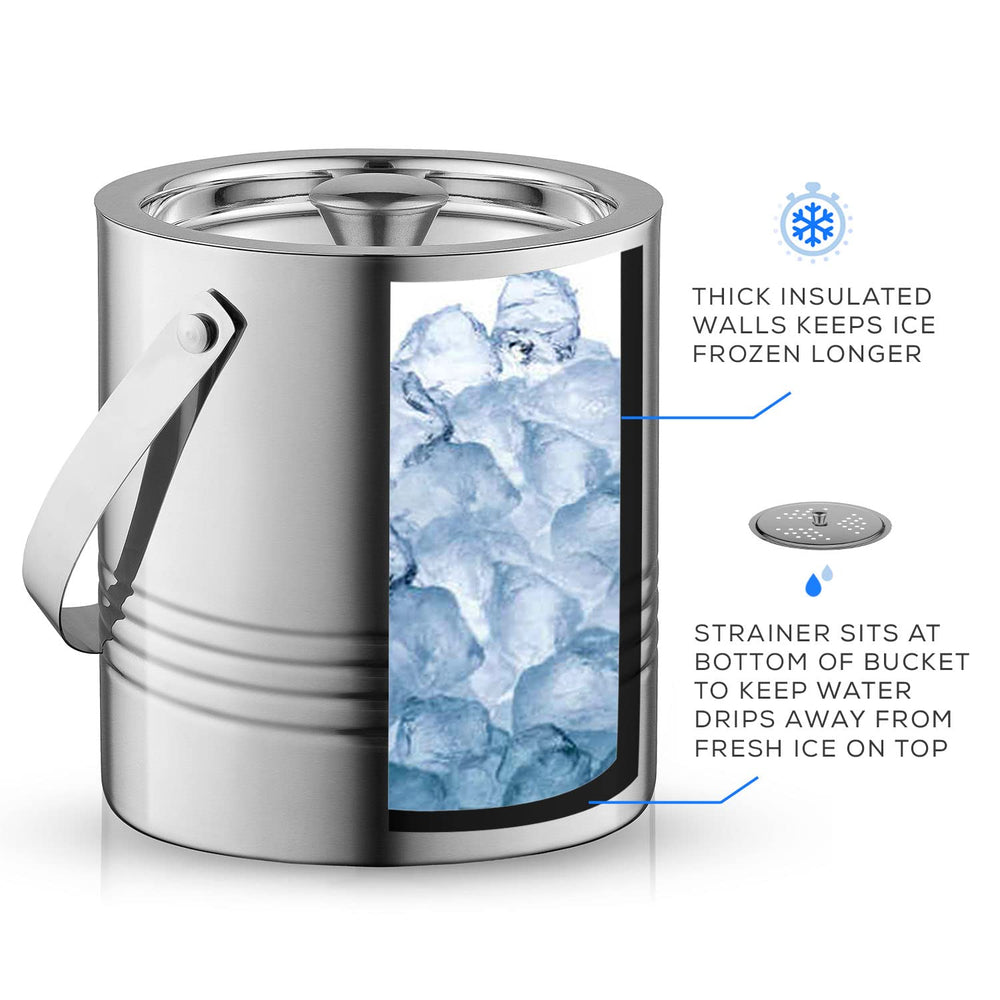 JoyJolt seau à glace avec couvercle gardant les boissons plus fraîches