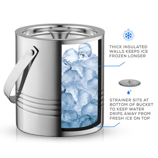 JoyJolt seau à glace avec couvercle gardant les boissons plus fraîches
