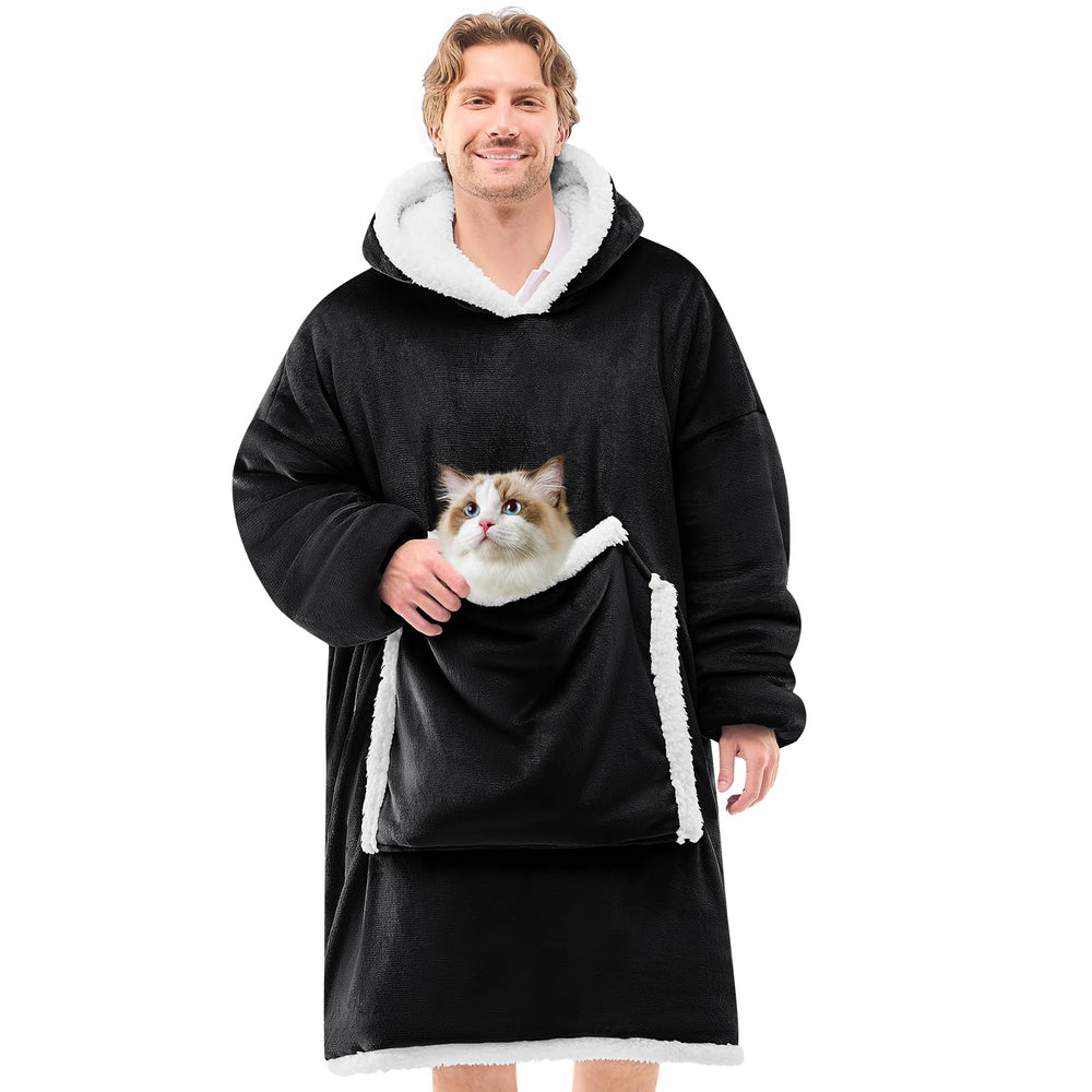 JOYWOO vue avant du hoodie couverture montrant la poche pratique et le style oversize