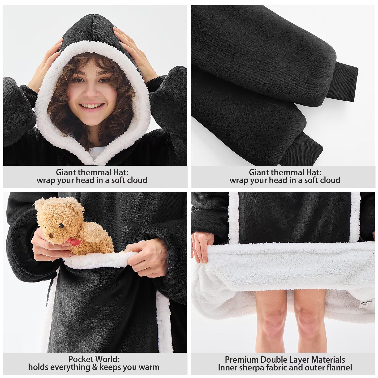 JOYWOO personne sur canapé portant la hoodie couverture, ambiance cocooning familiale