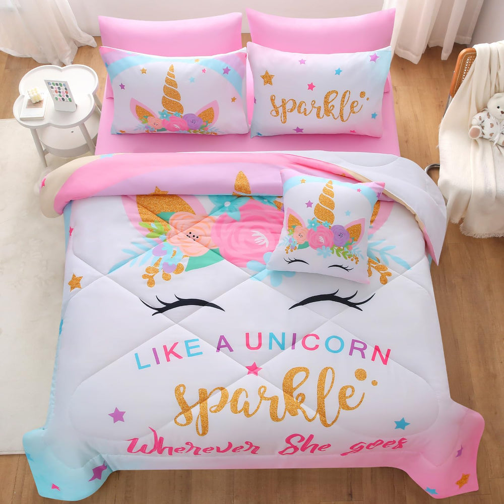 JQinHome couette et draps installés sur lit twin montrant rendu final décoratif