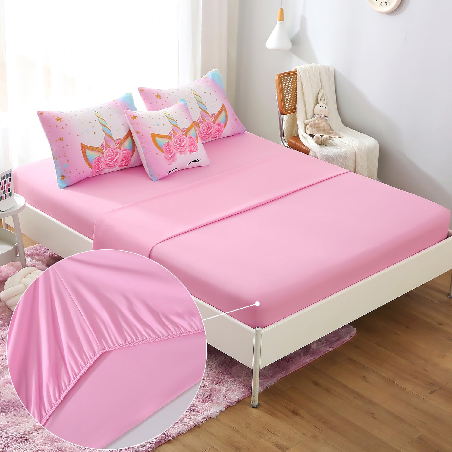 JQinHome détail imprimé licorne et fleurs attrait visuel enfantin
