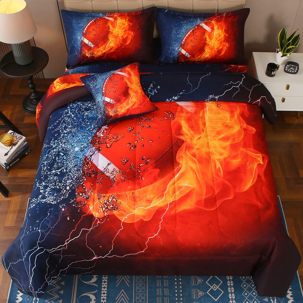 JQinHome vue avant de la couette football montrant le motif et l'effet visuel