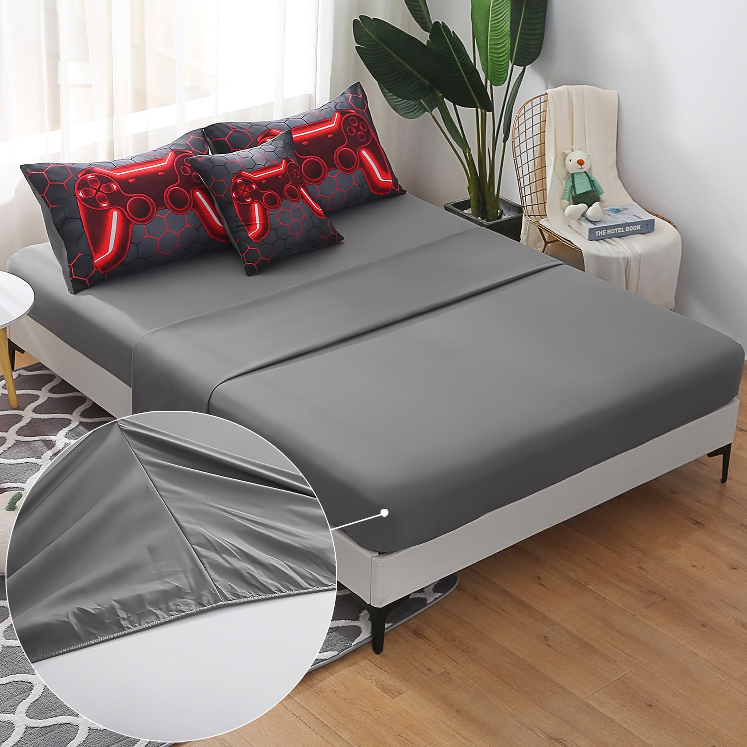 JQinHome taies et housse de coussin assorties, look coordonné