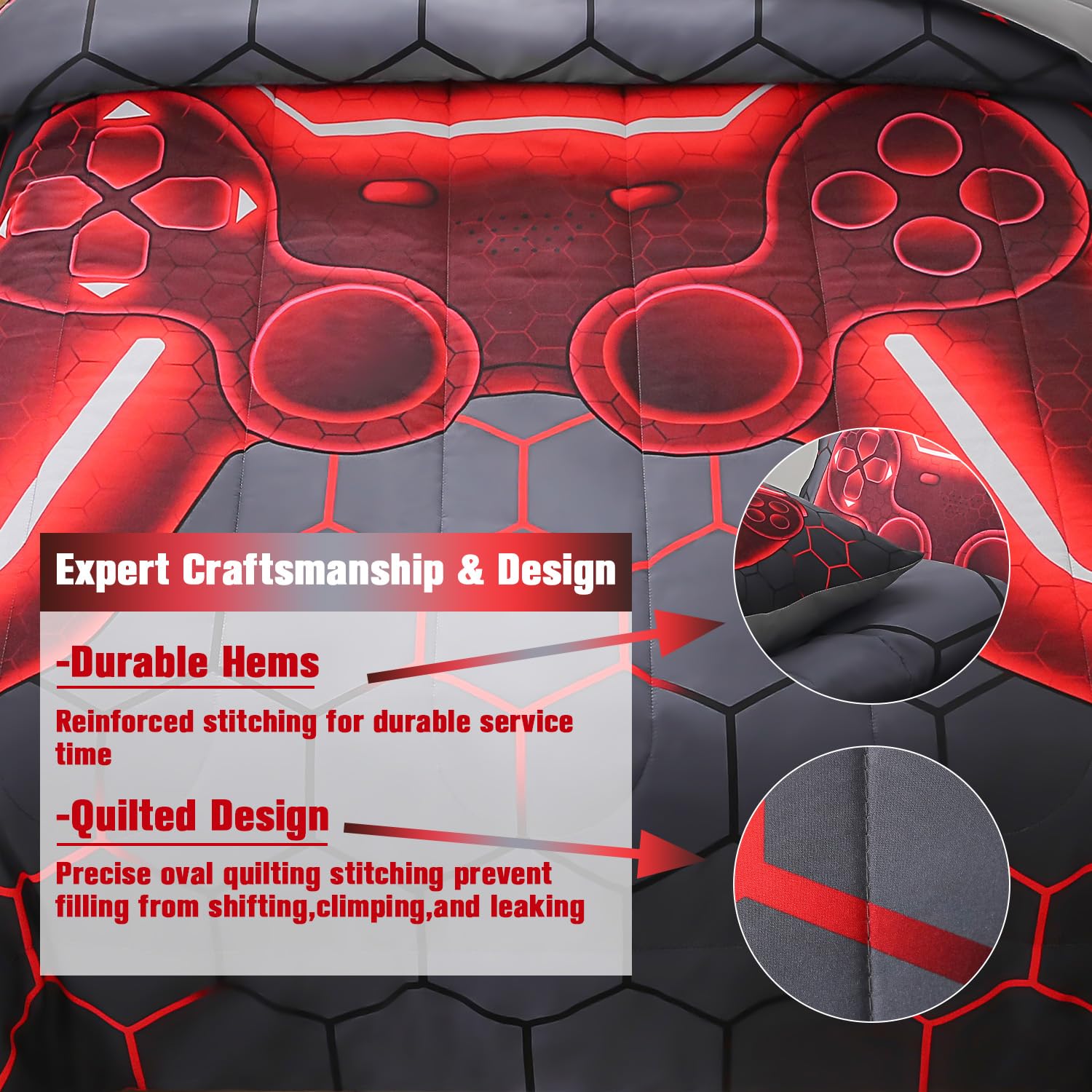 JQinHome détail motif console 3D, couleurs vives et durables