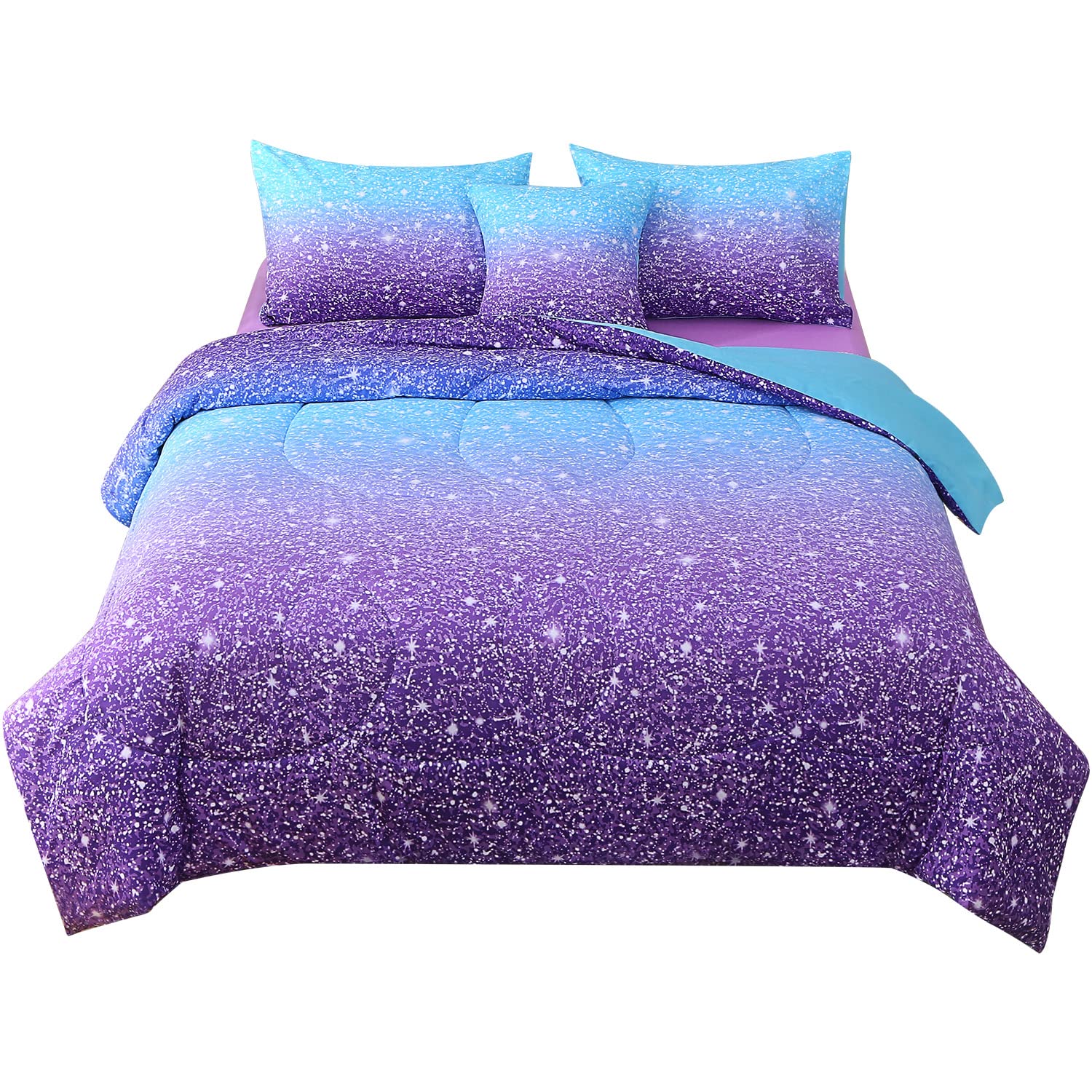 JQinHome gros plan imprimé ombré pailleté présentant texture douce et esthétique