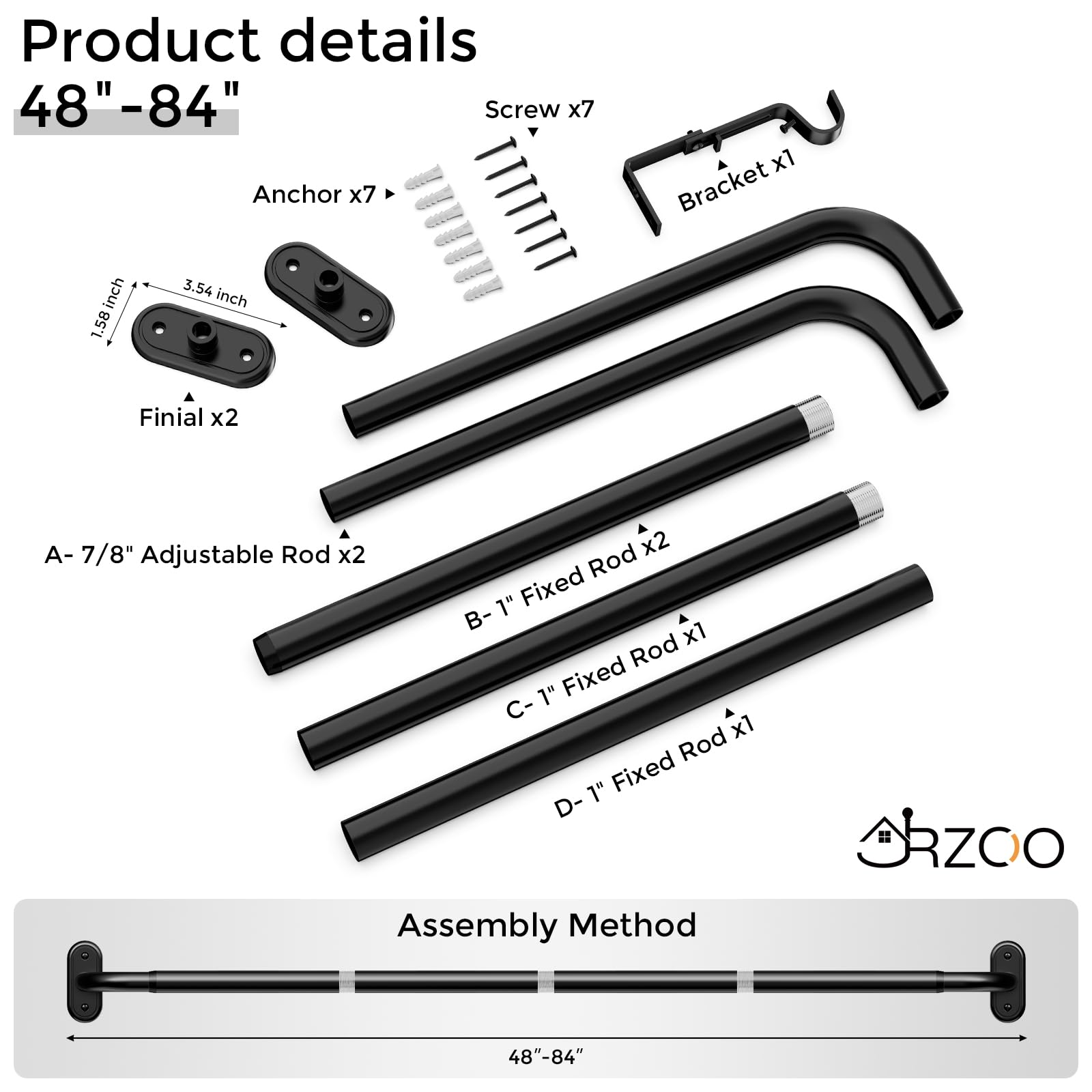 JRZOO vue montrant montage mur et plafond pour options de fixation