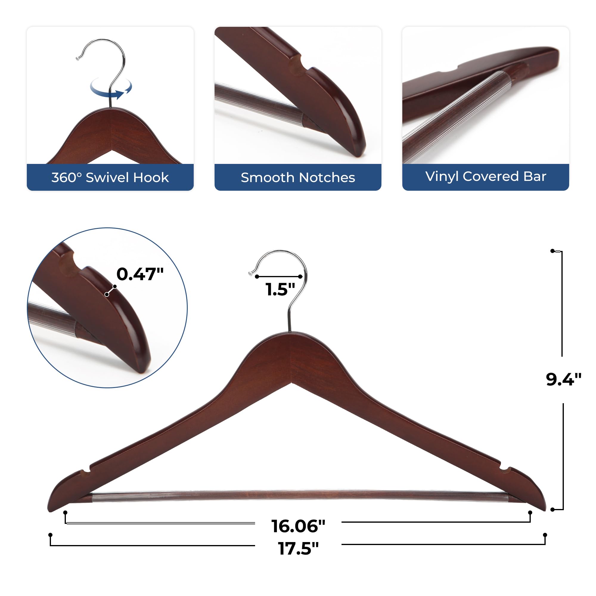 JS HANGER encoche antidérapante en épaule, maintien efficace des bretelles