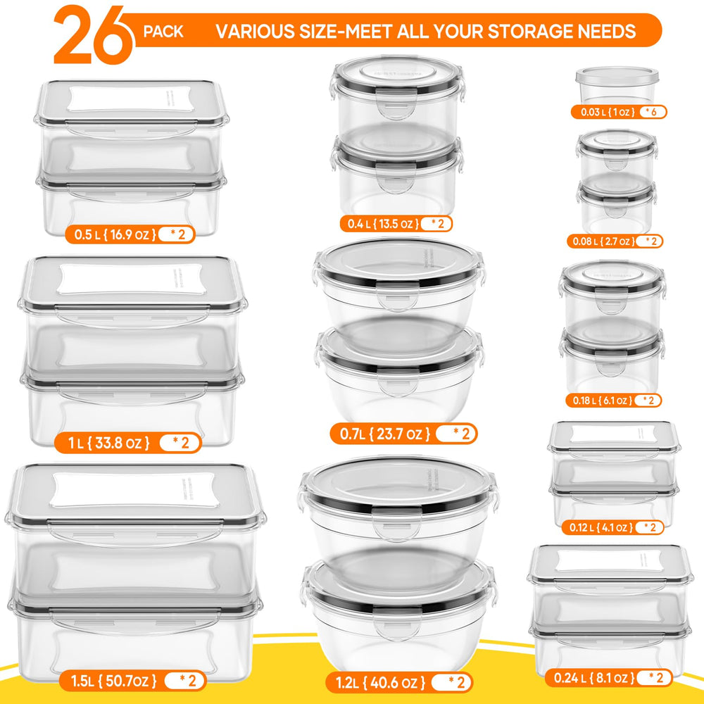 JSCARES gros plan sur un contenant rectangulaire 50,7 oz montrant capacité et fermeture hermétique