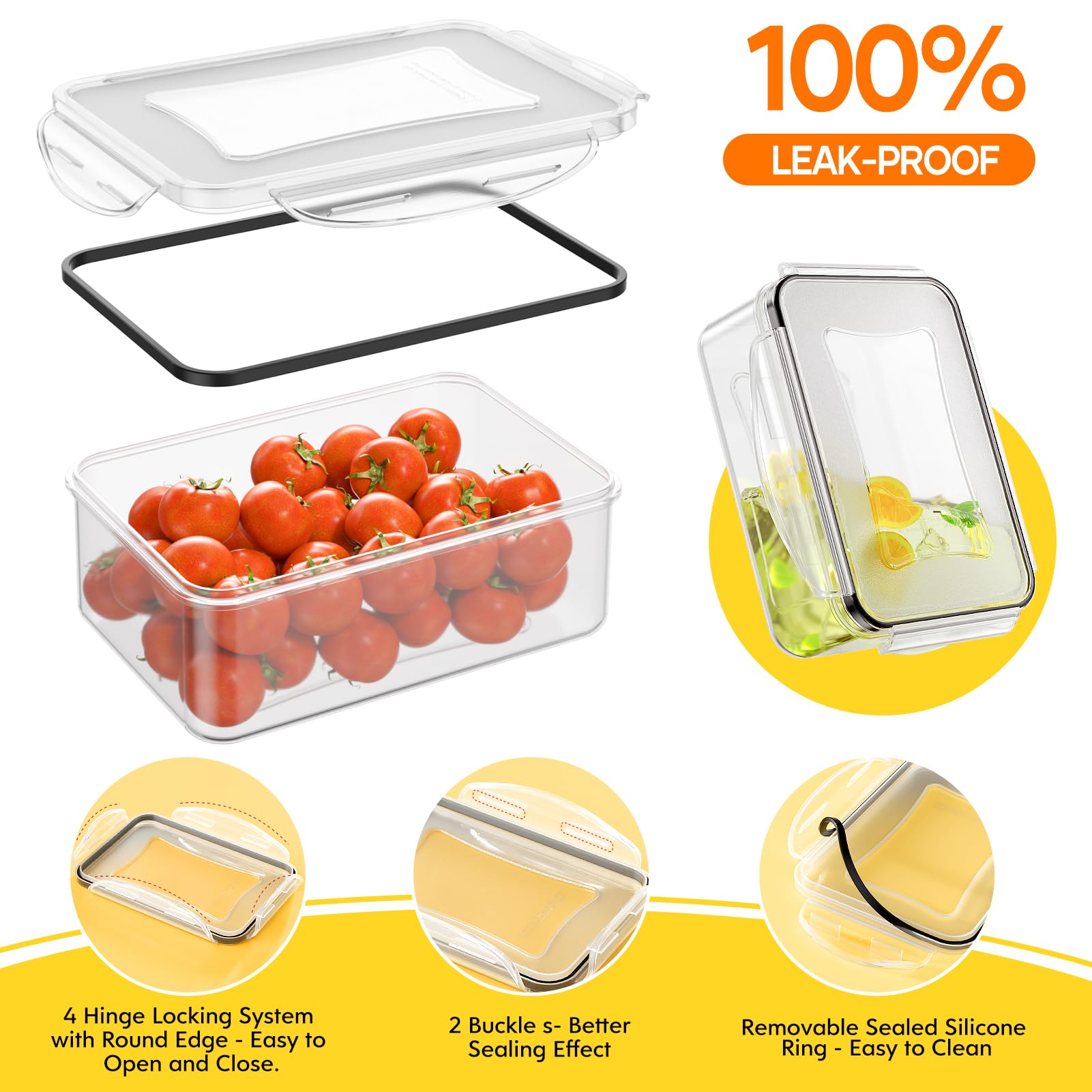 JSCARES contenant rond 40,6 oz ouvert illustrant espace utile pour portions et repas