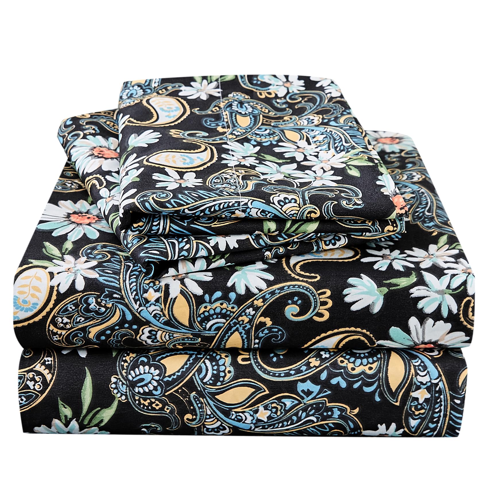 JSD parure face avant montrant motif paisley floral et allure élégante