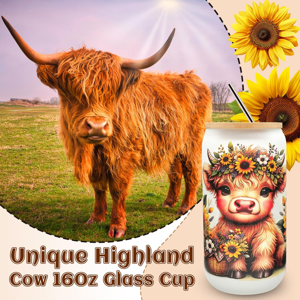 JTAMOHI tote bag en toile imprimé vache Highland, robuste et spacieux