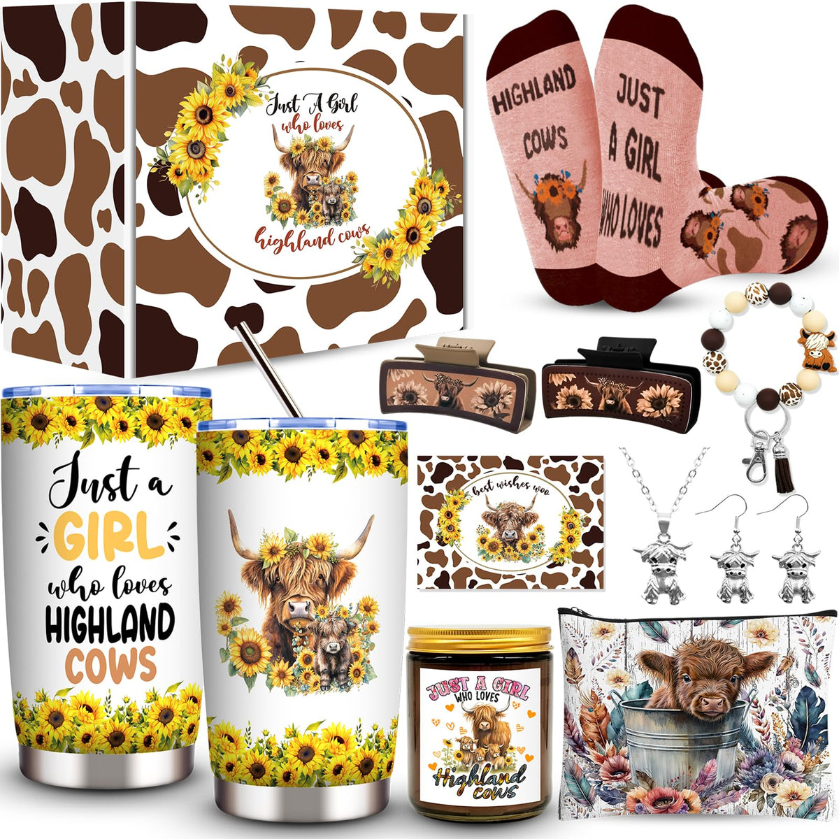 JTAMOHI tumbler 20 oz face avant montrant isolation et motif highland cow