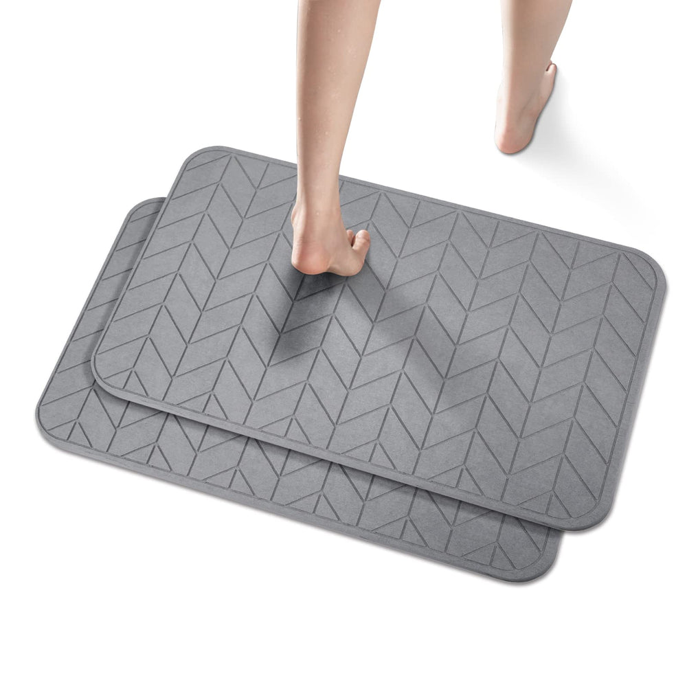 JUERLEN tapis face avant motif chevrons gris montrant design élégant et absorption rapide