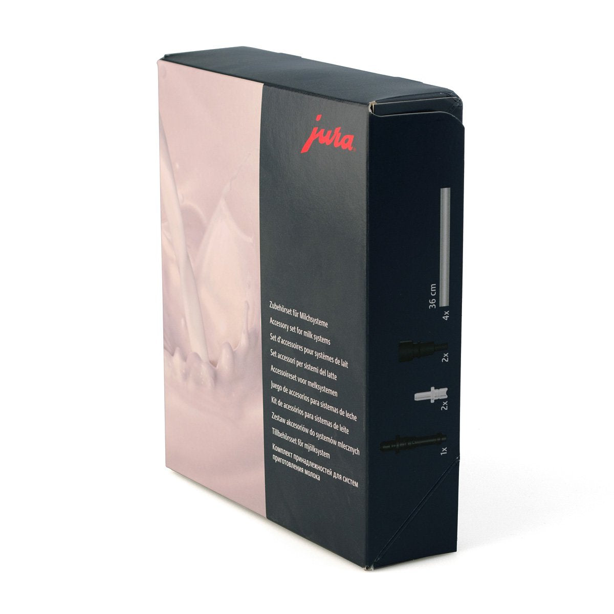 Jura emballage kit tuyaux montrant pièces de rechange et compatibilité, restauration facile
