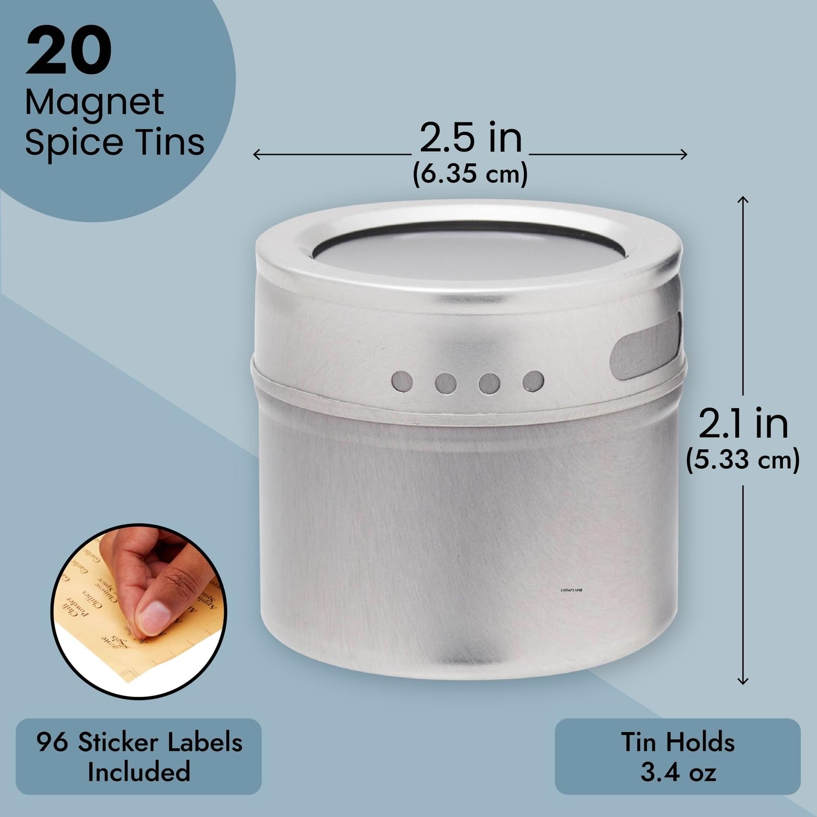 Juvale comparaison taille montrant capacité 3,4 fl oz et compacité