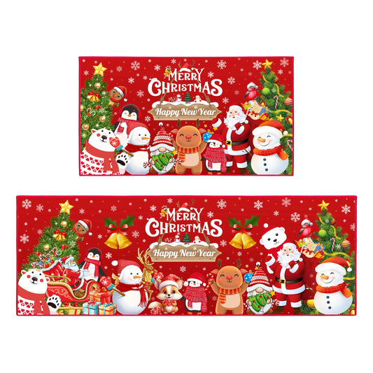 JWXCBIM tapis de face avec motif Noël, protège le sol et décore