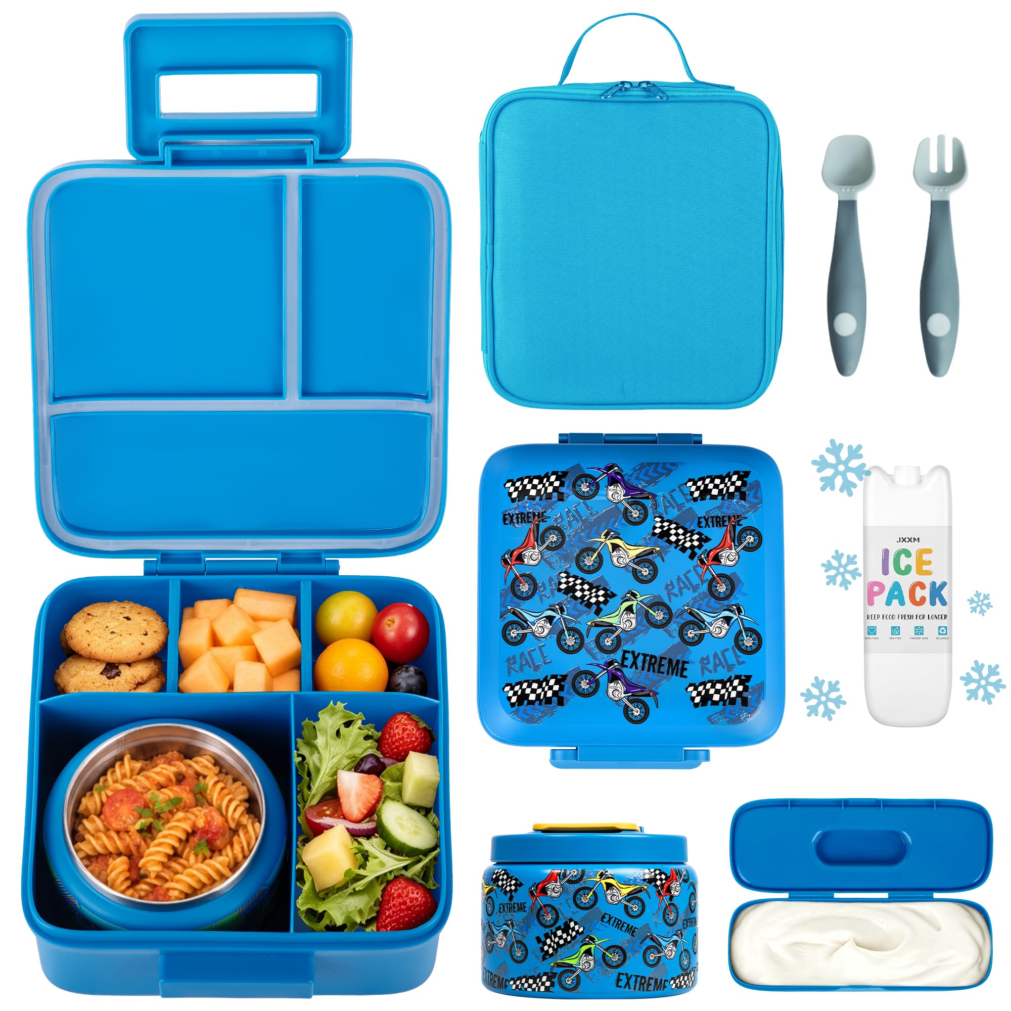 JXXM boîte devant A-Blue montrant finition durable et design ludique