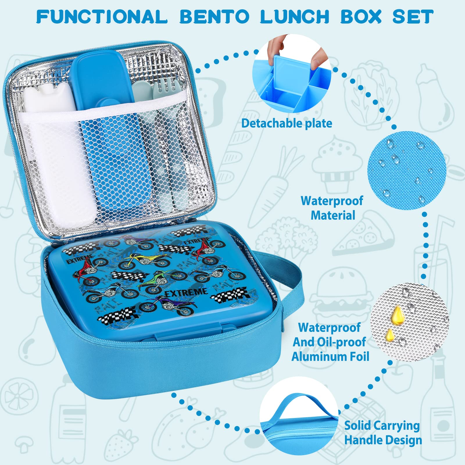 JXXM boîte remplie d'un repas équilibré montre organisation pratique