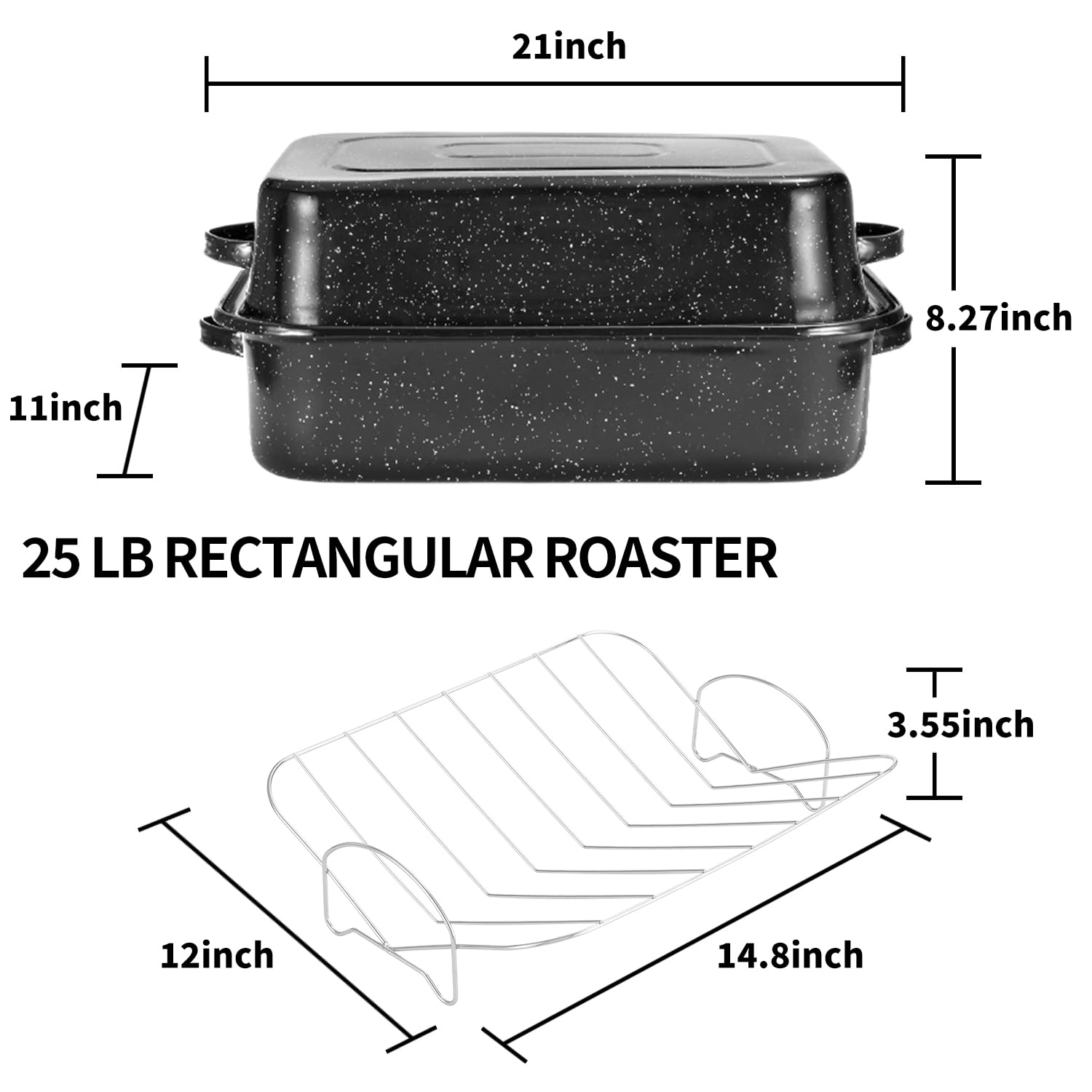 JY COOKMENT plat avec dinde 25 lb illustrant capacité adaptée aux grandes pièces