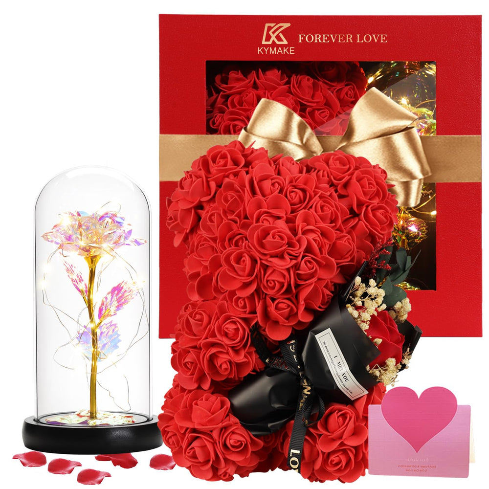 K KYMAKE coffret ours en roses présentation élégante et durable